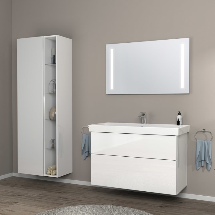 Sanipa 3way Keramikwaschtisch ProSmart mit Waschtischunterschrank 100 x 47 cm, mit 2 Auszügen