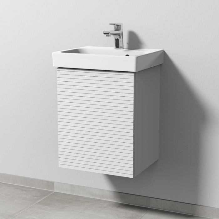 Sanipa 3way-Struktur Keramikwaschtisch ProSmart mit Waschtischunterschrank 45 x 37 cm, Türanschlag rechts