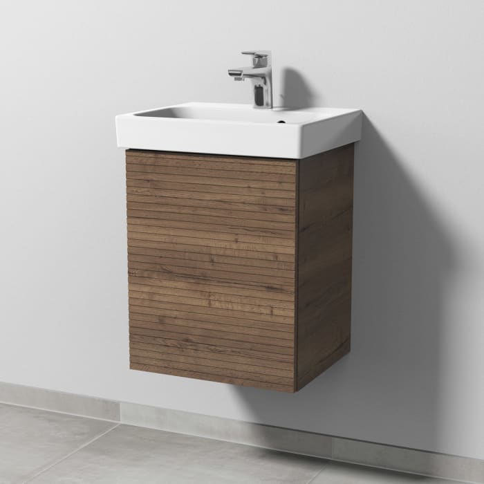 Sanipa 3way-Struktur Keramikwaschtisch ProSmart mit Waschtischunterschrank 45 x 37 cm, Türanschlag rechts