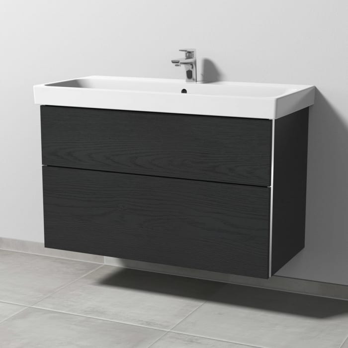 Sanipa 3way Keramikwaschtisch ProSmart mit Waschtischunterschrank 100 x 47 cm, mit 2 Auszügen