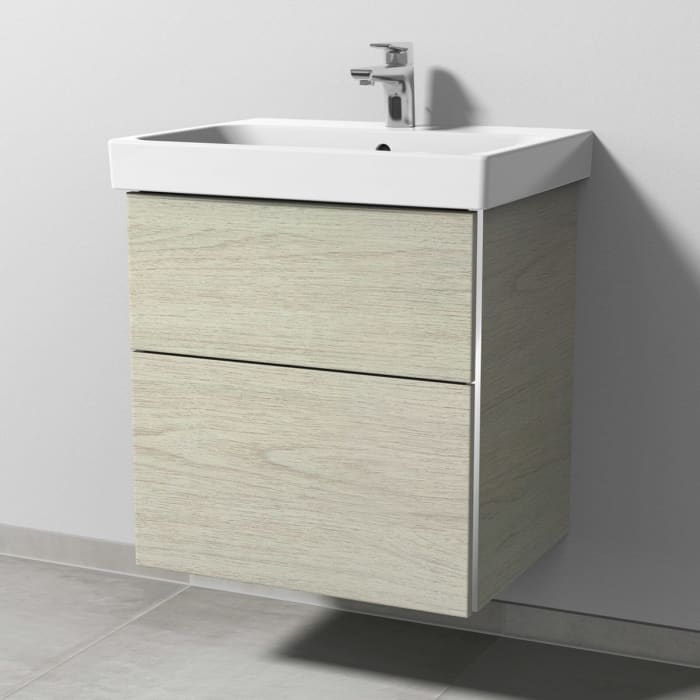 Sanipa 3way Keramikwaschtisch ProSmart mit Waschtischunterschrank 60 x 47 cm, mit 2 Auszügen