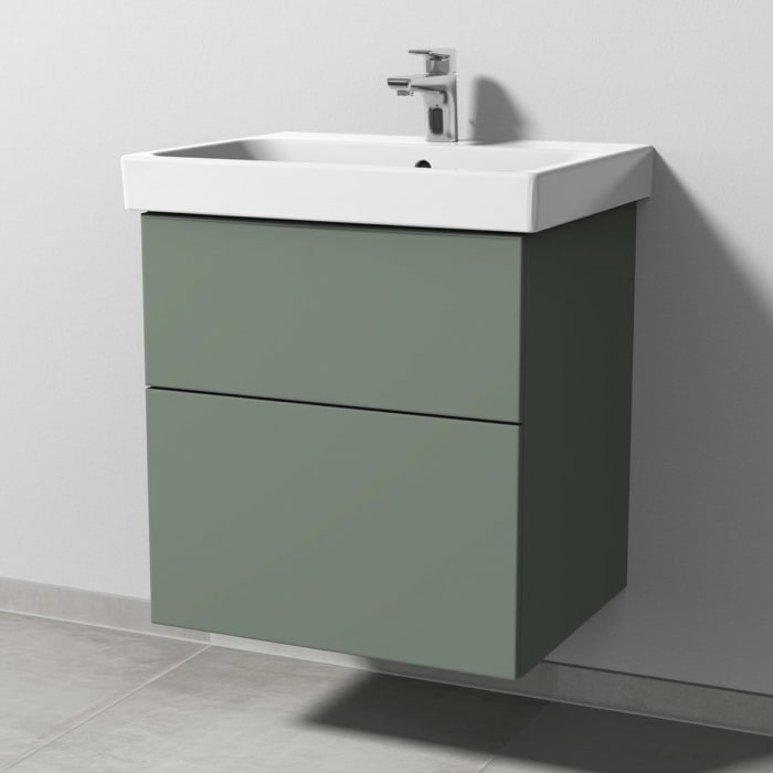 Sanipa 3way Keramikwaschtisch ProSmart mit Waschtischunterschrank 60 x 47 cm, mit 2 Auszügen