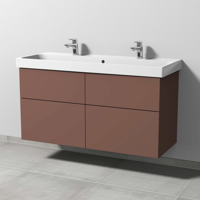 Sanipa 3way Keramik Doppelwaschtisch ProSmart mit Waschtischunterschrank 120 x 47 cm, mit 4 Auszügen