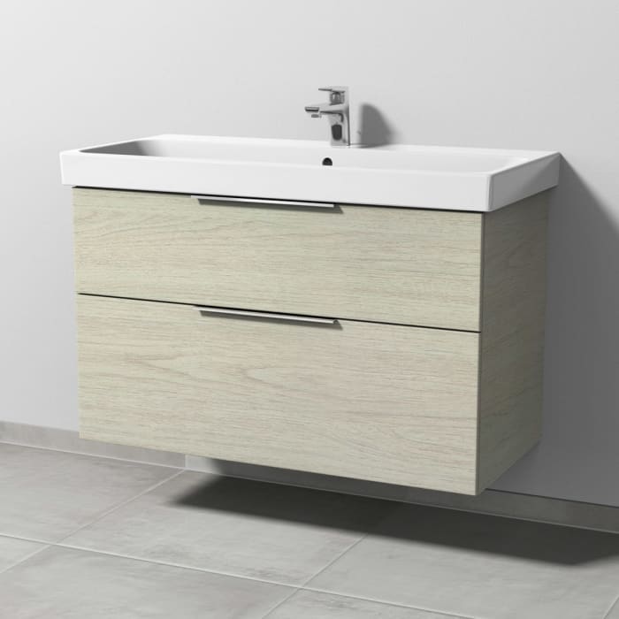 Sanipa 3way Keramikwaschtisch ProSmart mit Waschtischunterschrank 100 x 47 cm, mit 2 Auszügen