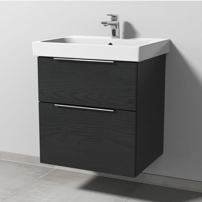 Sanipa 3way Keramikwaschtisch ProSmart mit Waschtischunterschrank 60 x 47 cm, mit 2 Auszügen