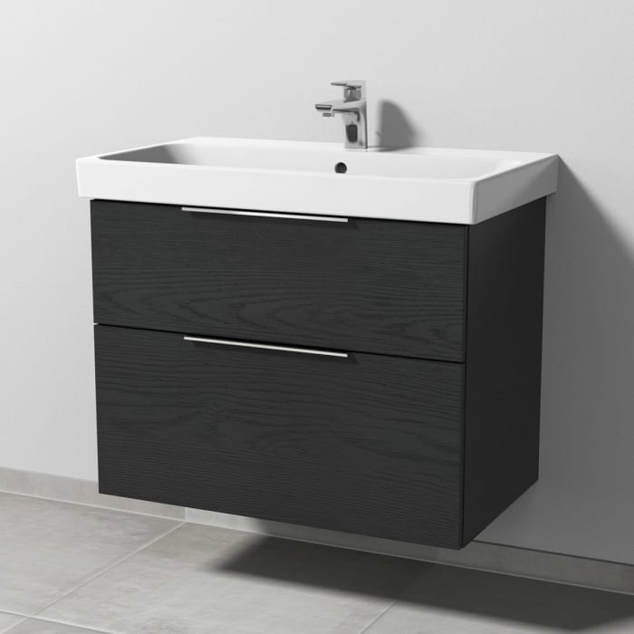 Sanipa 3way Keramikwaschtisch ProSmart mit Waschtischunterschrank 80 x 47 cm, mit 2 Auszügen