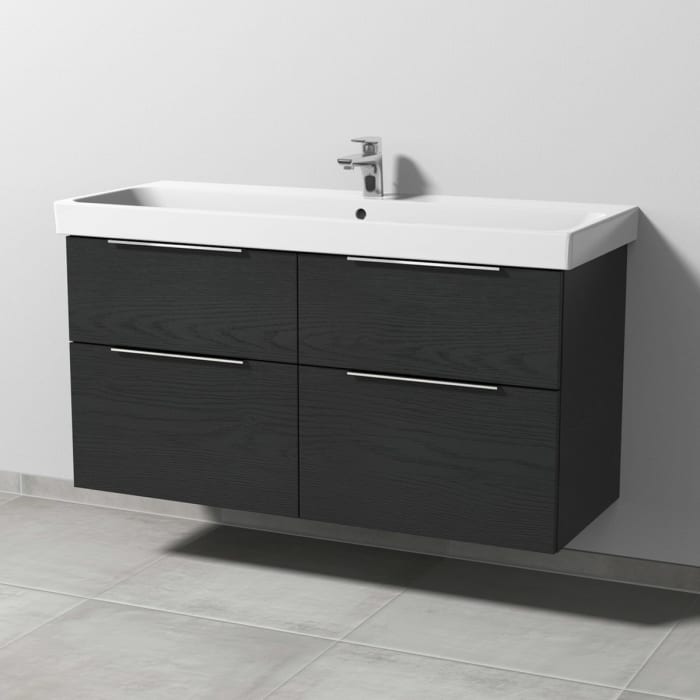 Sanipa 3way Keramikwaschtisch ProSmart mit Waschtischunterschrank 120 x 47 cm, mit 4 Auszügen