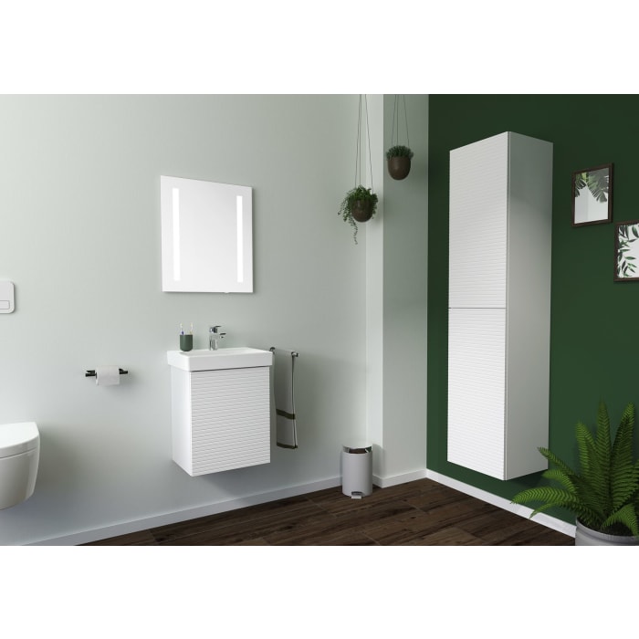 Sanipa 3way-Struktur Keramikwaschtisch ProSmart mit Waschtischunterschrank 45 x 37 cm, Türanschlag rechts