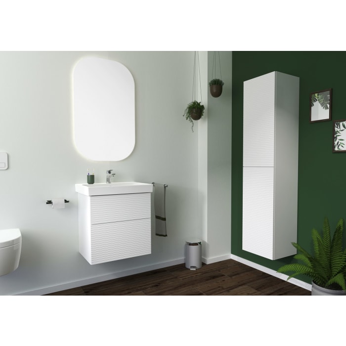 Sanipa 3way-Struktur Keramikwaschtisch ProSmart mit Waschtischunterschrank 60 x 47 cm, 2 Auszüge