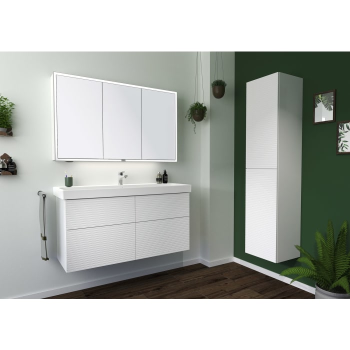 Sanipa 3way-Struktur Keramikwaschtisch ProSmart mit Waschtischunterschrank 120 x 47 cm, 4 Auszüge