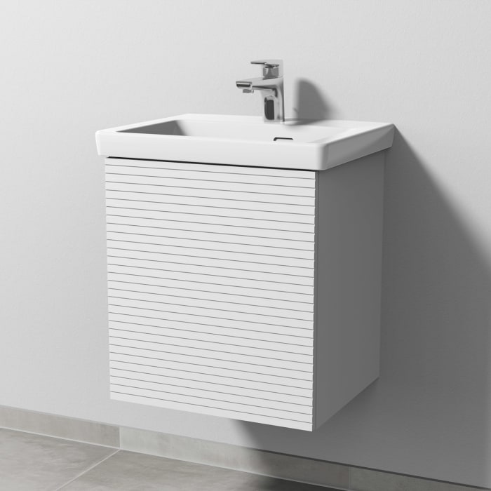 Sanipa 3way-Struktur Unterschrank 50 cm, Türanschlag links mit Villeroy & Boch Subway 3.0 Waschtisch