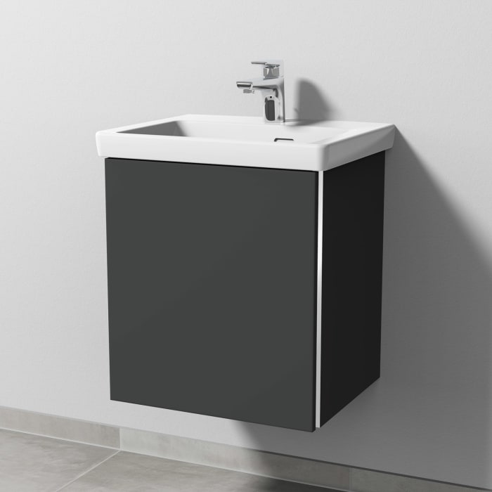 Sanipa 3way Keramikwaschtisch Subway 3.0 mit Waschtischunterschrank 50 x 40 cm, Türanschlag links