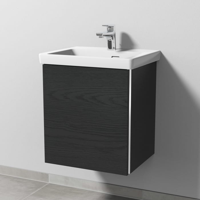 Sanipa 3way Keramikwaschtisch Subway 3.0 mit Waschtischunterschrank 50 x 40 cm, Türanschlag links