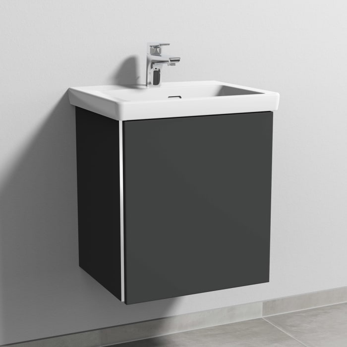 Sanipa 3way Keramikwaschtisch Subway 3.0 mit Waschtischunterschrank 50 x 40 cm, Türanschlag rechts