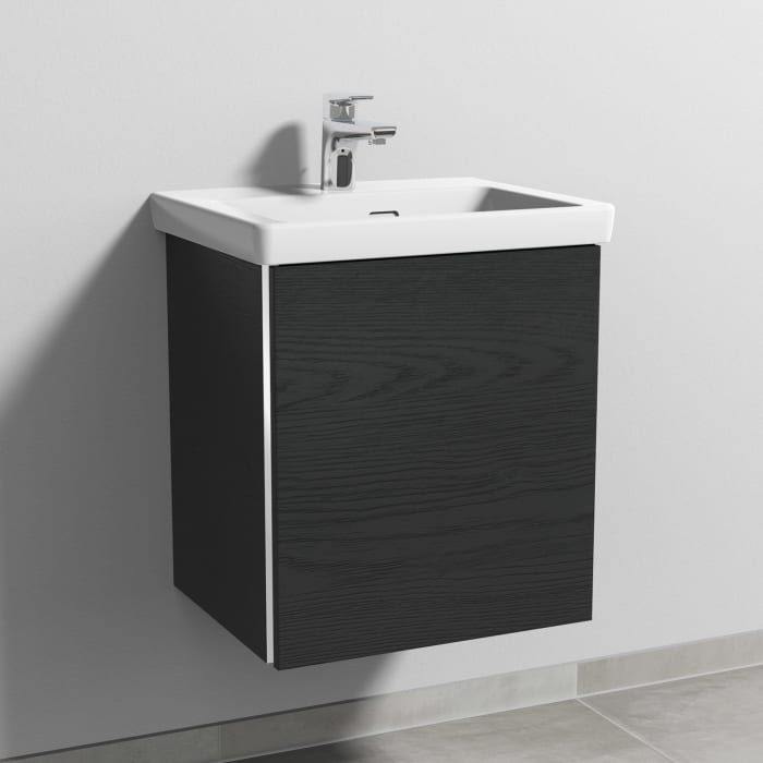 Sanipa 3way Keramikwaschtisch Subway 3.0 mit Waschtischunterschrank 50 x 40 cm, Türanschlag rechts