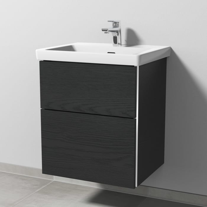 Sanipa 3way Keramikwaschtisch Subway 3.0 mit Waschtischunterschrank 55 x 44 cm, mit 2 Auszügen