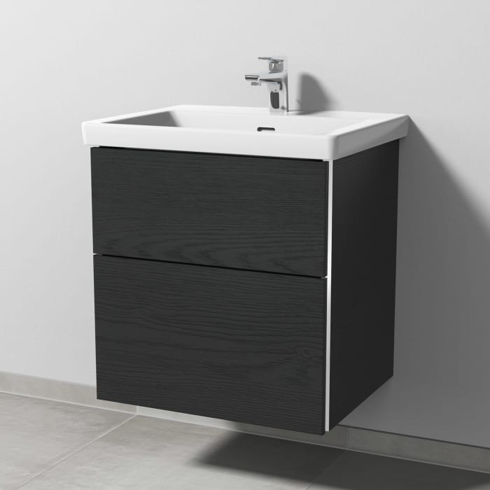 Sanipa 3way Keramikwaschtisch Subway 3.0 mit Waschtischunterschrank 60 x 47 cm, mit 2 Auszügen