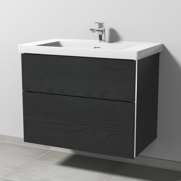 Sanipa 3way Keramikwaschtisch Subway 3.0 mit Waschtischunterschrank 80 x 47 cm, mit 2 Auszügen