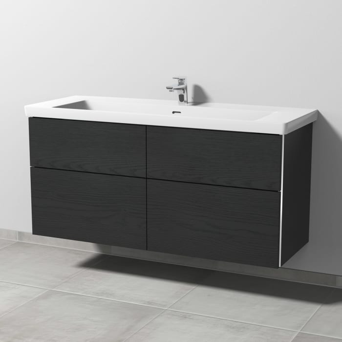 Sanipa 3way Keramikwaschtisch Subway 3.0 mit Waschtischunterschrank 130 x 47 cm, mit 4 Auszügen