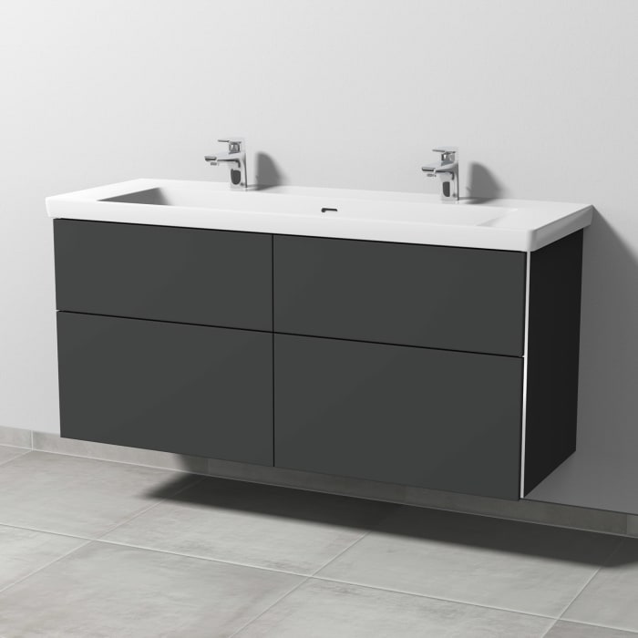 Sanipa 3way Keramik Doppelwaschtisch Subway 3.0 mit Waschtischunterschrank 130 x 47 cm, mit 4 Auszügen