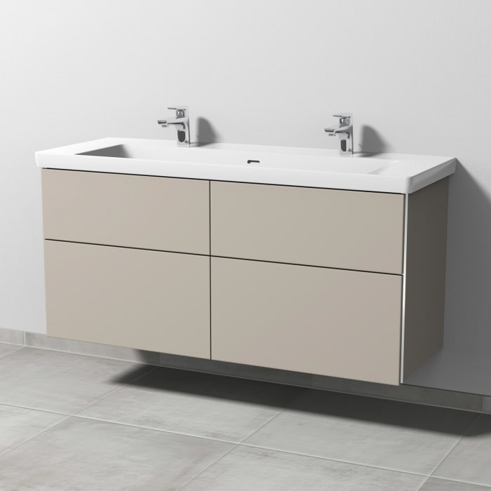 Sanipa 3way Keramik Doppelwaschtisch Subway 3.0 mit Waschtischunterschrank 130 x 47 cm, mit 4 Auszügen