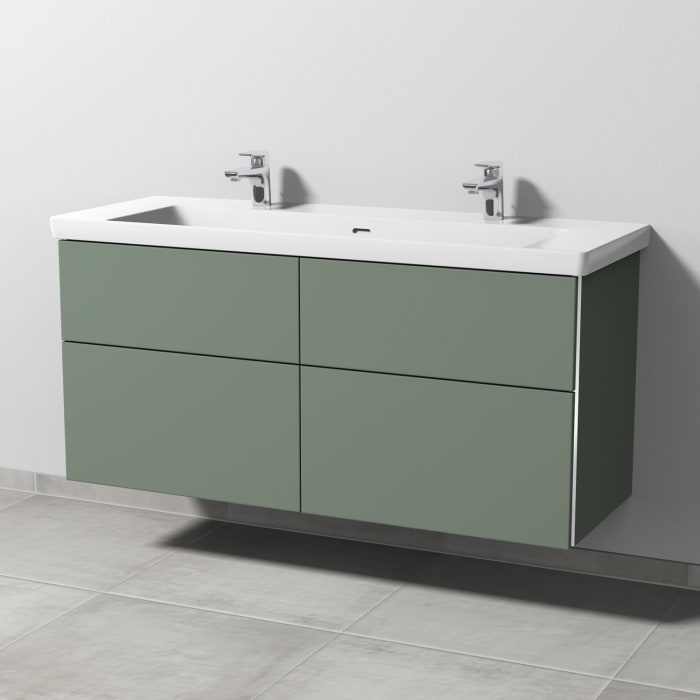 Sanipa 3way Keramik Doppelwaschtisch Subway 3.0 mit Waschtischunterschrank 130 x 47 cm, mit 4 Auszügen