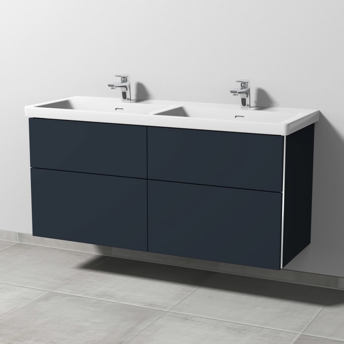 Sanipa 3way Keramik Doppelwaschtisch Subway 3.0 mit Waschtischunterschrank 130 x 47,5 cm, mit 4 Auszügen