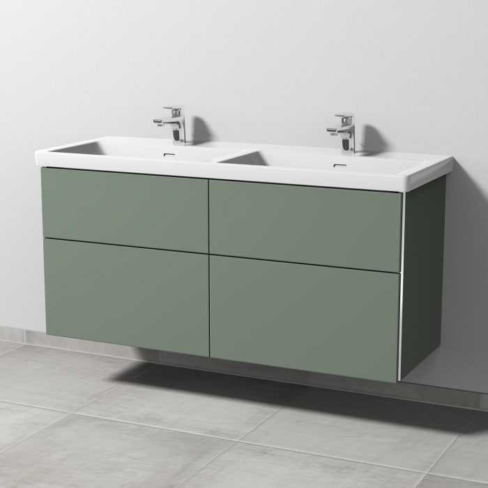 Sanipa 3way Keramik Doppelwaschtisch Subway 3.0 mit Waschtischunterschrank 130 x 47,5 cm, mit 4 Auszügen