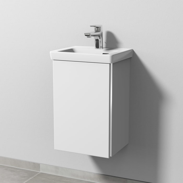 Sanipa 3way Keramikwaschtisch Subway 3.0 mit Waschtischunterschrank 37 x 30,5 cm, Türanschlag links