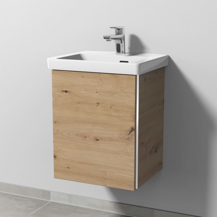 Sanipa 3way Keramikwaschtisch Subway 3.0 mit Waschtischunterschrank 45 x 37 cm, Türanschlag links