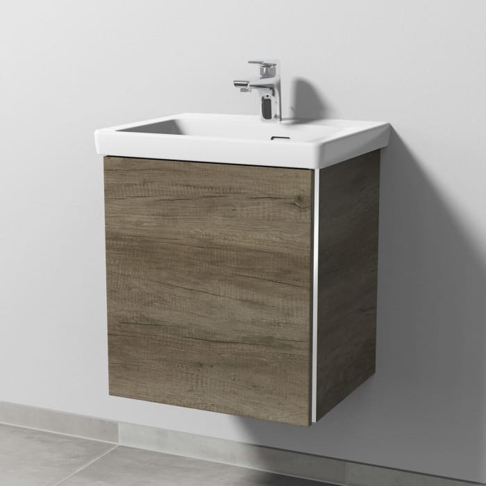 Sanipa 3way Keramikwaschtisch Subway 3.0 mit Waschtischunterschrank 50 x 40 cm, Türanschlag links