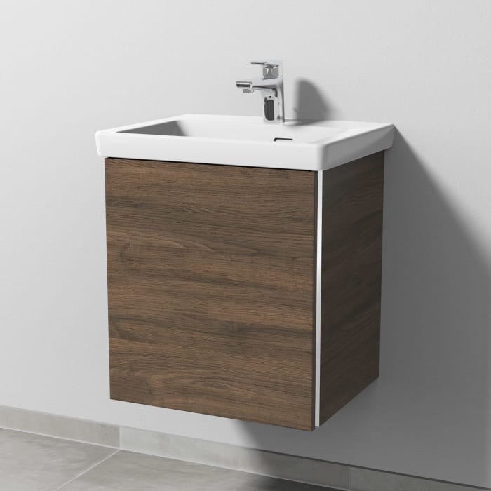 Sanipa 3way Keramikwaschtisch Subway 3.0 mit Waschtischunterschrank 50 x 40 cm, Türanschlag links