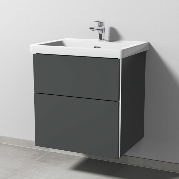 Sanipa 3way Keramikwaschtisch Subway 3.0 mit Waschtischunterschrank 60 x 47 cm, mit 2 Auszügen