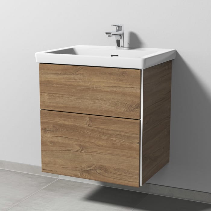 Sanipa 3way Keramikwaschtisch Subway 3.0 mit Waschtischunterschrank 60 x 47 cm, mit 2 Auszügen