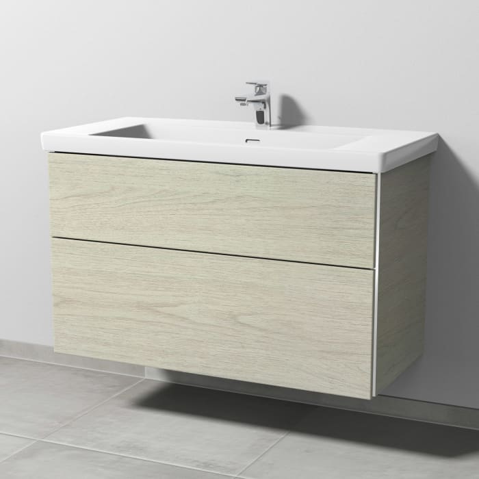 Sanipa 3way Keramikwaschtisch Subway 3.0 mit Waschtischunterschrank 100 x 47 cm, mit 2 Auszügen