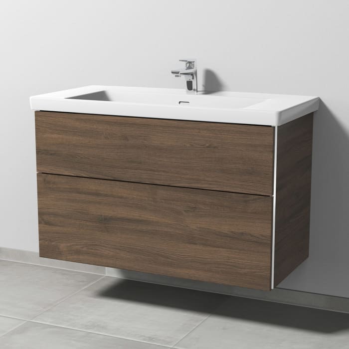 Sanipa 3way Keramikwaschtisch Subway 3.0 mit Waschtischunterschrank 100 x 47 cm, mit 2 Auszügen