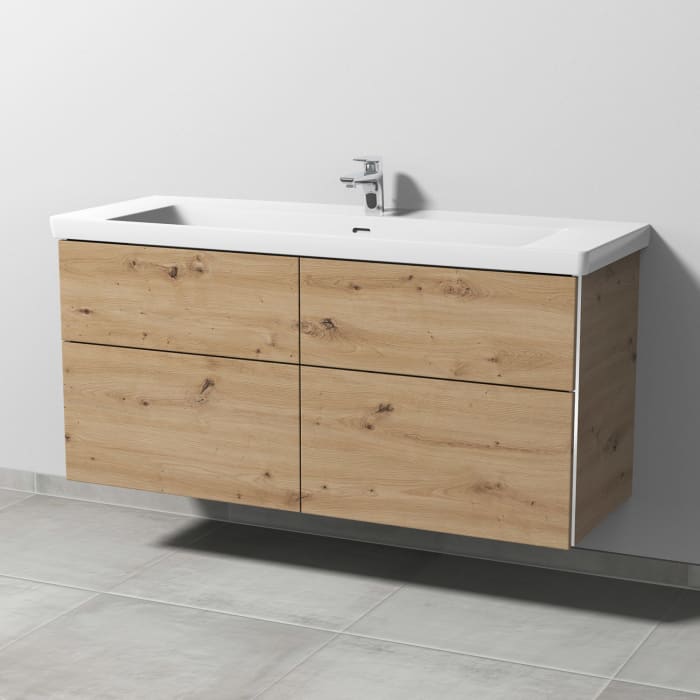 Sanipa 3way Keramikwaschtisch Subway 3.0 mit Waschtischunterschrank 130 x 47 cm, mit 4 Auszügen