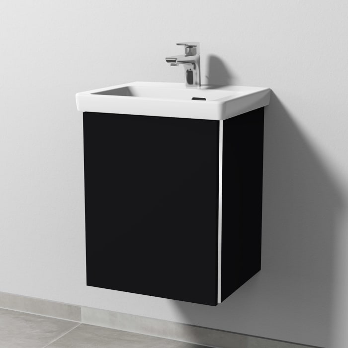 Sanipa 3way Keramikwaschtisch Subway 3.0 mit Waschtischunterschrank 45 x 37 cm, Türanschlag links