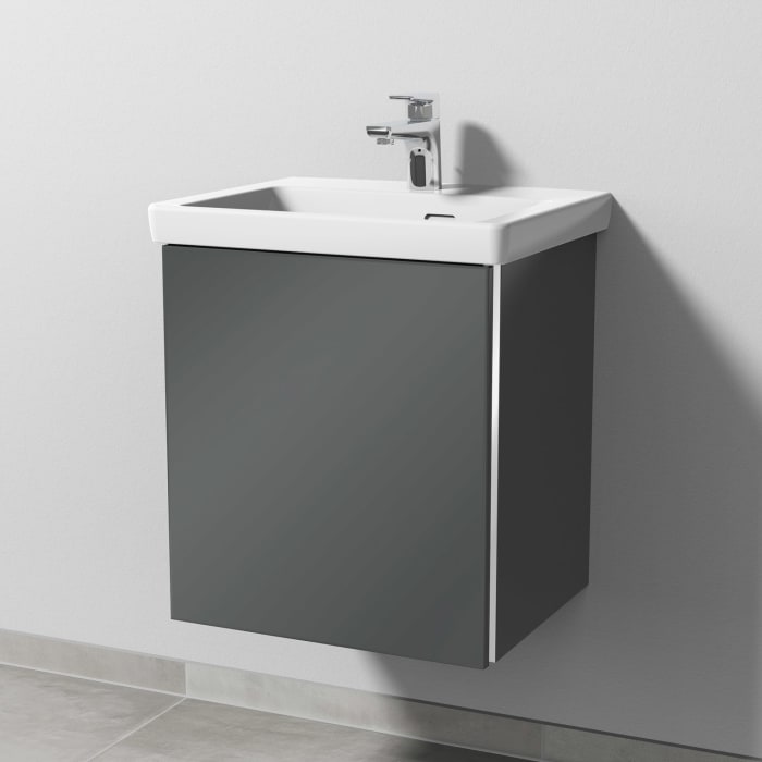 Sanipa 3way Keramikwaschtisch Subway 3.0 mit Waschtischunterschrank 50 x 40 cm, Türanschlag links