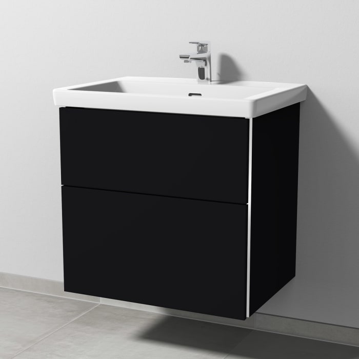 Sanipa 3way Keramikwaschtisch Subway 3.0 mit Waschtischunterschrank 65 x 47 cm, mit 2 Auszügen