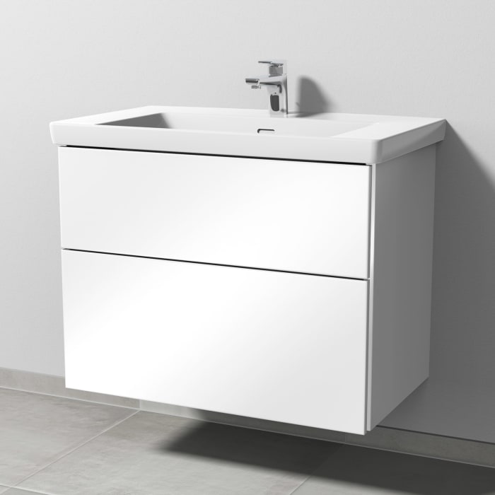 Sanipa 3way Keramikwaschtisch Subway 3.0 mit Waschtischunterschrank 80 x 47 cm, mit 2 Auszügen