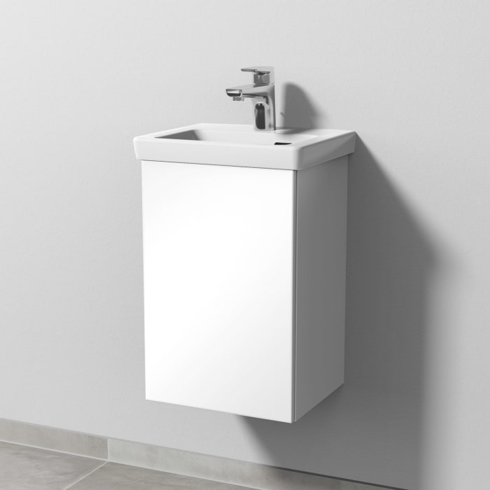 Sanipa 3way Keramikwaschtisch Subway 3.0 mit Waschtischunterschrank 37 x 30,5 cm, Türanschlag links
