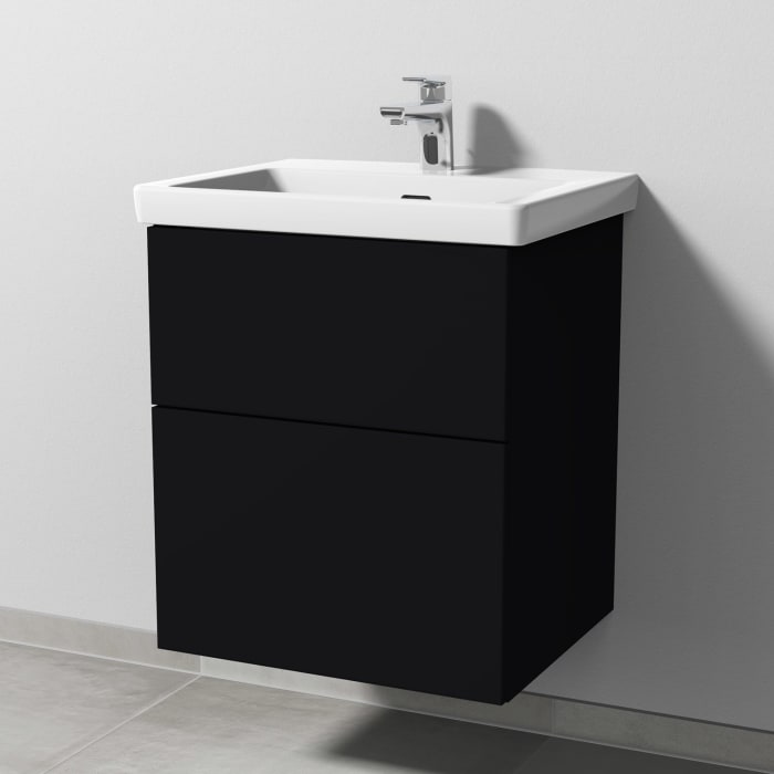 Sanipa 3way Keramikwaschtisch Subway 3.0 mit Waschtischunterschrank 55 x 44 cm, mit 2 Auszügen