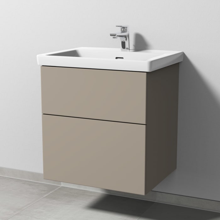 Sanipa 3way Keramikwaschtisch Subway 3.0 mit Waschtischunterschrank 60 x 47 cm, mit 2 Auszügen