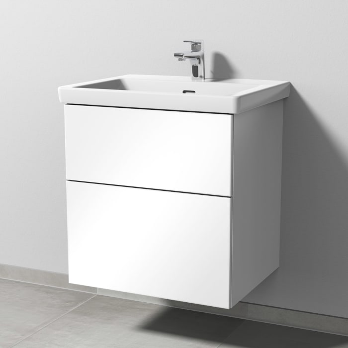 Sanipa 3way Keramikwaschtisch Subway 3.0 mit Waschtischunterschrank 60 x 47 cm, mit 2 Auszügen