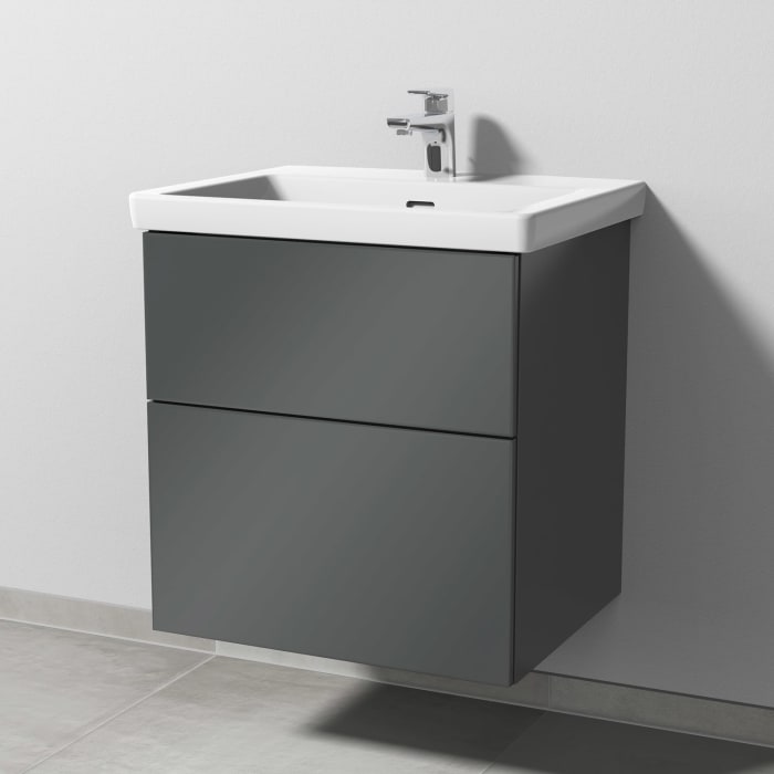 Sanipa 3way Keramikwaschtisch Subway 3.0 mit Waschtischunterschrank 60 x 47 cm, mit 2 Auszügen