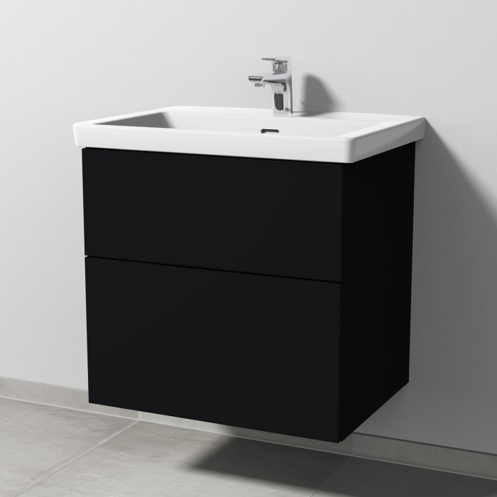 Sanipa 3way Keramikwaschtisch Subway 3.0 mit Waschtischunterschrank 65 x 47 cm, mit 2 Auszügen