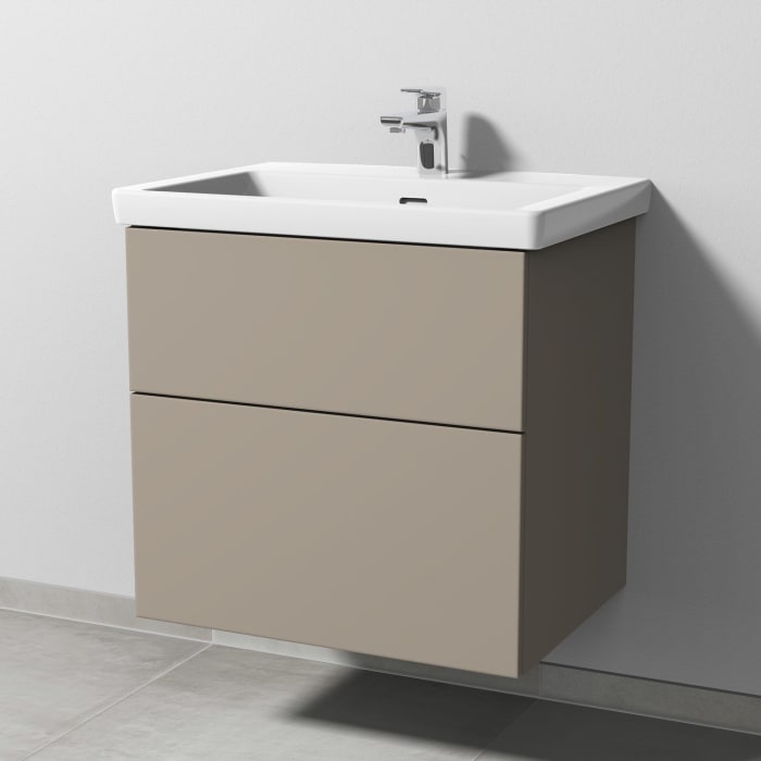 Sanipa 3way Keramikwaschtisch Subway 3.0 mit Waschtischunterschrank 65 x 47 cm, mit 2 Auszügen