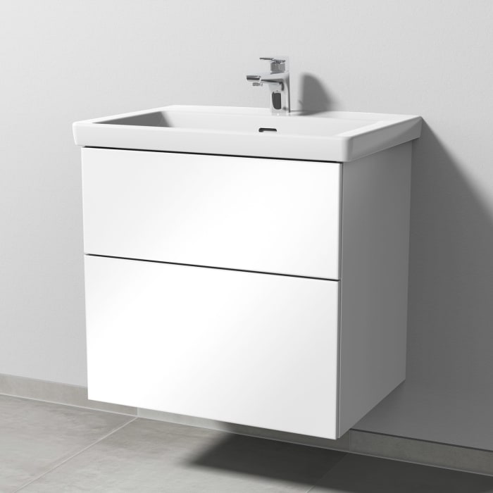 Sanipa 3way Keramikwaschtisch Subway 3.0 mit Waschtischunterschrank 65 x 47 cm, mit 2 Auszügen