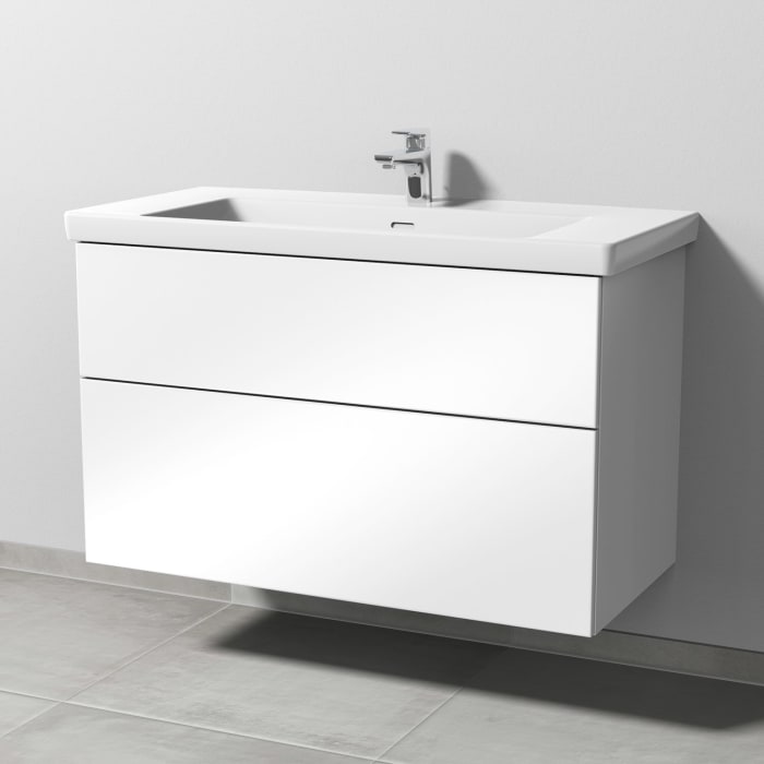 Sanipa 3way Keramikwaschtisch Subway 3.0 mit Waschtischunterschrank 100 x 47 cm, mit 2 Auszügen